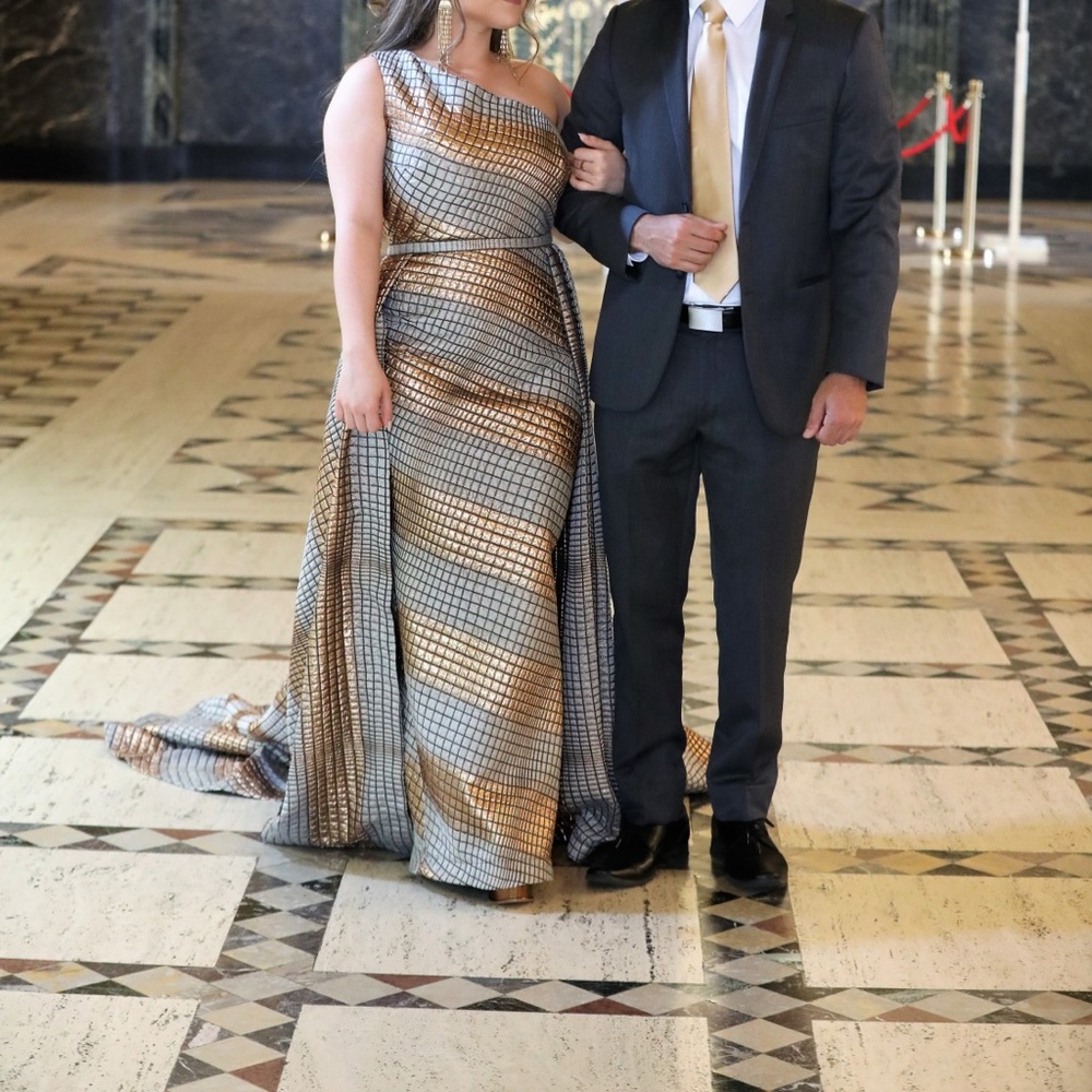 Elegant Gold and Black Gown